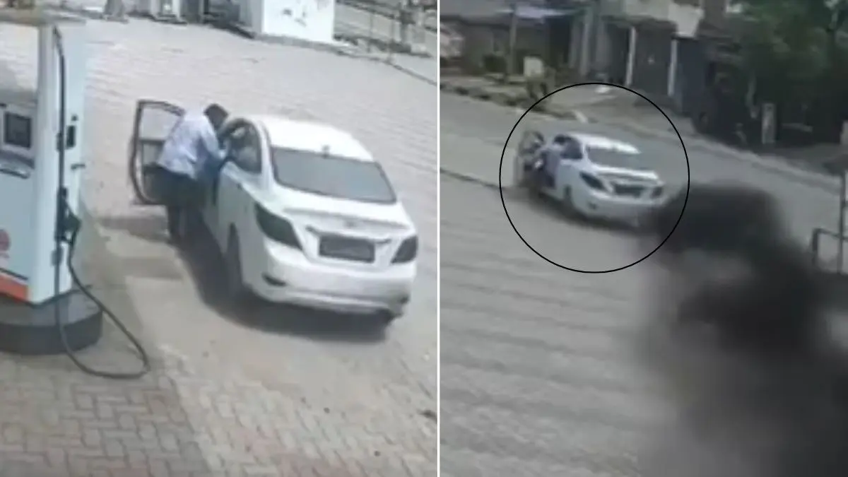 VIRAL VIDEO: कुरुक्षेत्र में ड्राइवर ने भरवाया 3,500 का डीजल, पैसा मांगा तो करने लगा दबंगई; कार के साथ 1 किलोमीटर तक घसीटा haryana-kurukshetra--driver-drags-petrol-pump-worker-flees-without-paying-diesel-price viral-video
