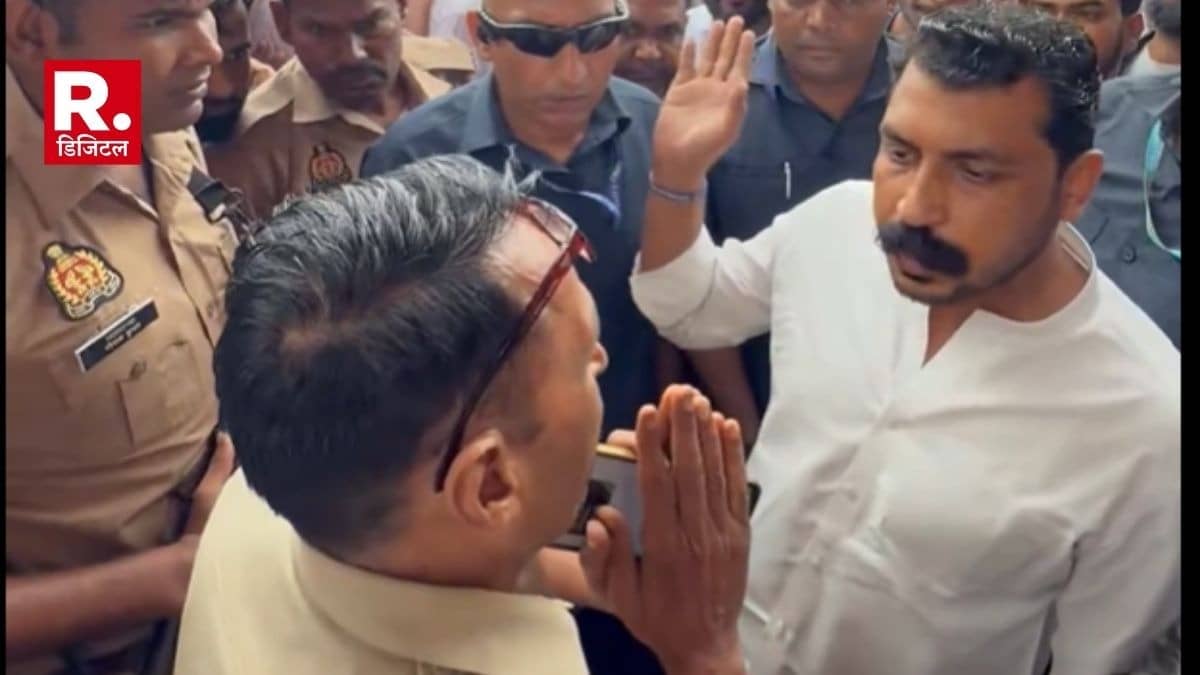 Heated exchange between Chandrashekhar Azad and police personnel at Muzaffarnagar-Rohana toll plaza