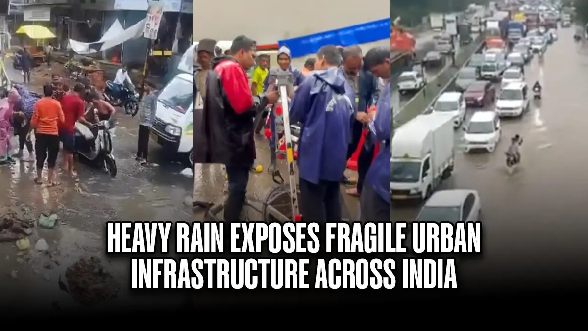 Heavy Rain Exposes India's Fragile Urban Infrastructure: Fatalities, Cave-Ins, and Submerged Roads Heavy Rains Washes of Urban Infra