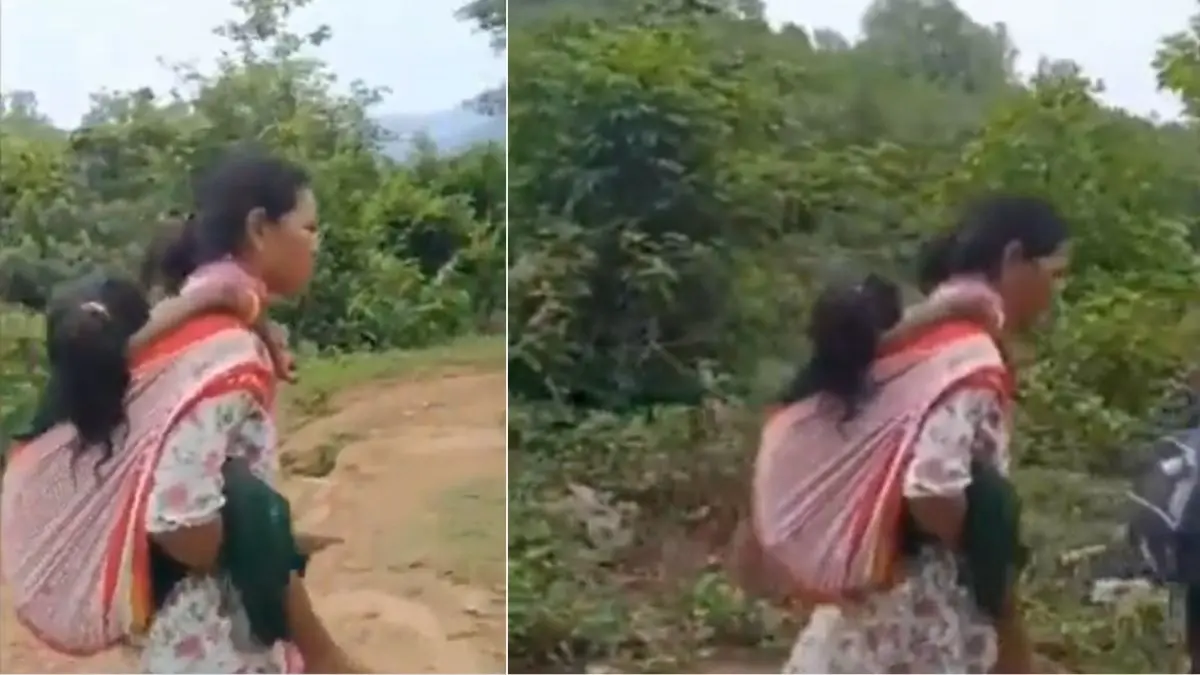 Viral Video: बीमार छात्रा को पीठ पर उठा कर 6 किमी लंबा पहाड़ी रास्ता पार कर गई वार्डन हेमा, वीडियो दिल जीत लेगी Hema warden carries sick student 6km