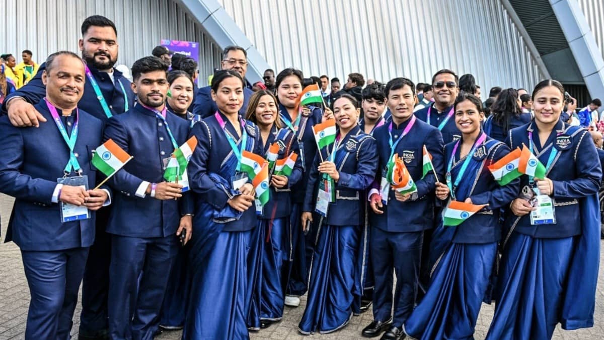 Indian contingent during opening ceremony at CWG 2026