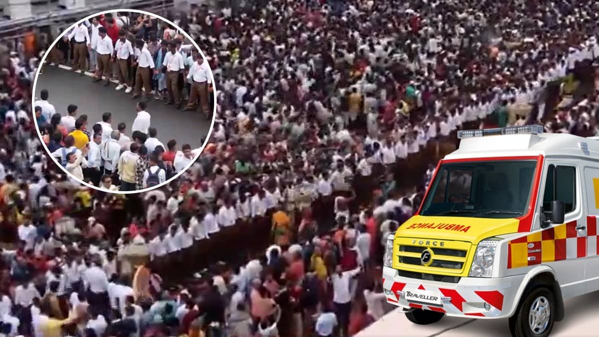 Jagannath Rath Yatra Viral Video: Human Chain Creates Ambulance Corridor Amid Massive Crowd in Puri