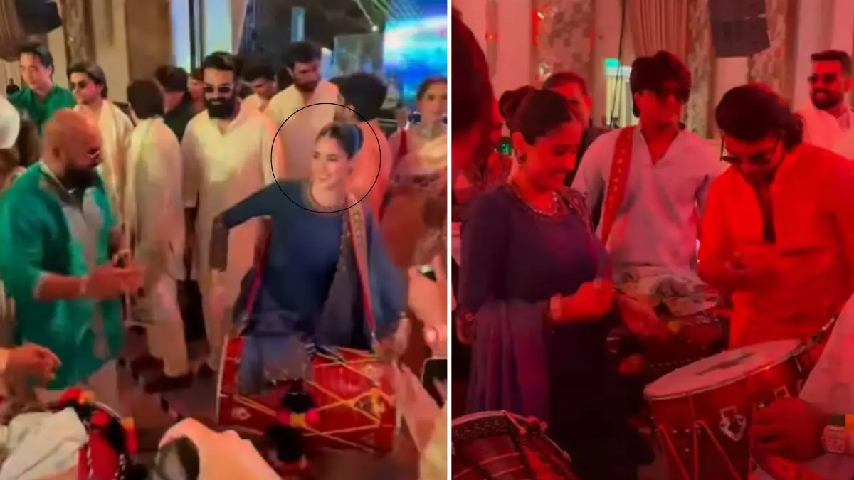 Janhvi Kapoor: बहन की शादी में गले में ढोल लटकाए जमकर नाचीं जाह्नवी कपूर, साथ में खड़े नजर आए वीर पहाड़िया -VIDEO janhvi-kapoor-dhol-dance-viral-video with Veer Pahariya-anshula-kapoor-wedding with rohan thakkar
