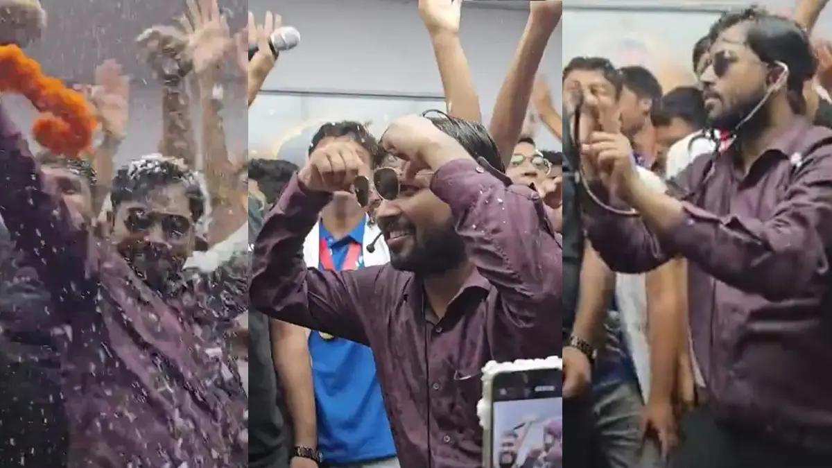 NEET में शानदार नतीजों के बाद खान सर की खास 'पंचायत', भोजपुरी गानों पर छात्रों संग मनाया जश्न; देखें VIDEO khan-sir-dance-video-neet-result-kgs-students-selection-viral-celebration-bhojpuri-dj-song-panchayat-style-re-neet-success-story