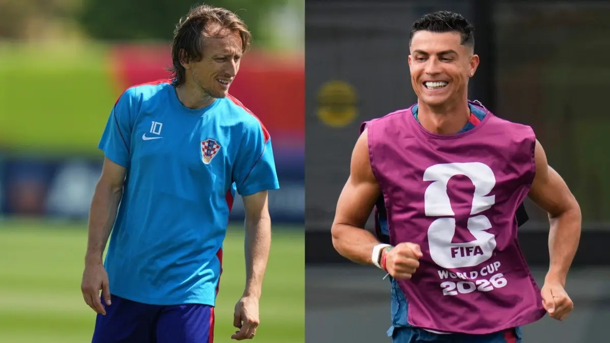 Portugal Hold Head-To-Head Edge Over Croatia, Can Cristiano Ronaldo & Co. Halt 'The Chequered Ones' At FIFA World Cup 2026? Luka Modric and Cristiano Ronaldo training ahead of Portugal's clash against Croatia