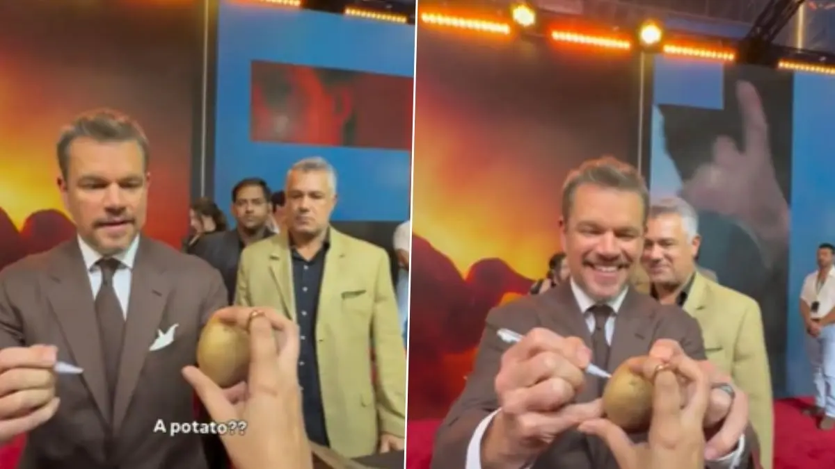 Viral Video: Indian Fan Gets Matt Damon To Sign A Potato At The Odyssey Mumbai Premiere, Here's Why Matt Damon signs a potato for Indian fan