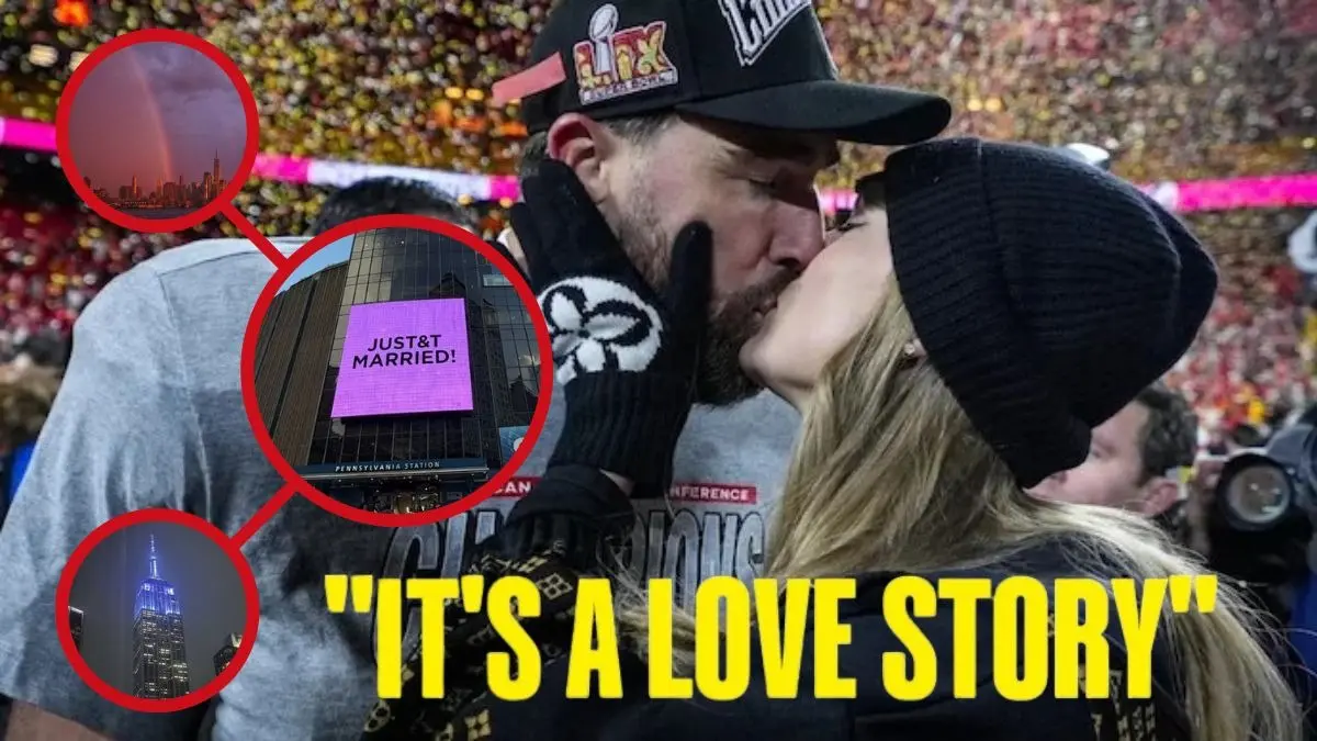 Pink Proclamation, 'Something Blue' And A Rainbow: New York Celebrates Taylor Swift-Travis Kelce Wedding NYC celebrates Taylor Swift-Travis Kelce's wedding