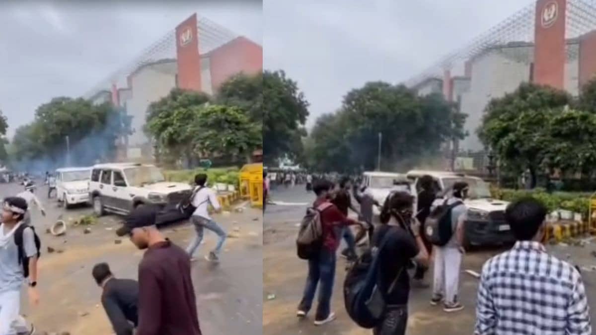 'Oye, Aag Laga Do': Head Constable Injured, Police Vehicle Vandalised Near LIC Building as CJP Protest Turns Violent
