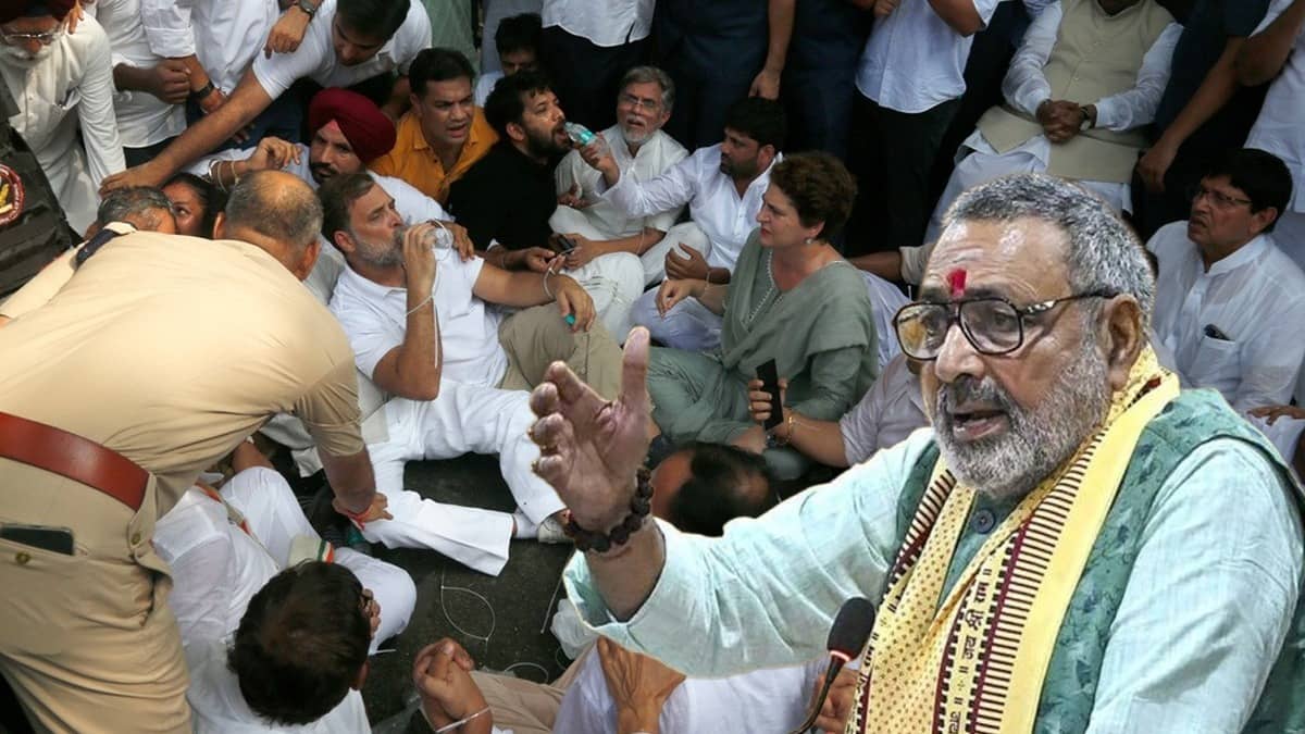 'Rahul, Mamata Turning Into Urban Naxals': Giriraj Singh's Explosive Attack Over Congress Protest, Seeks Anti-National Charges Over PM Residence Protest