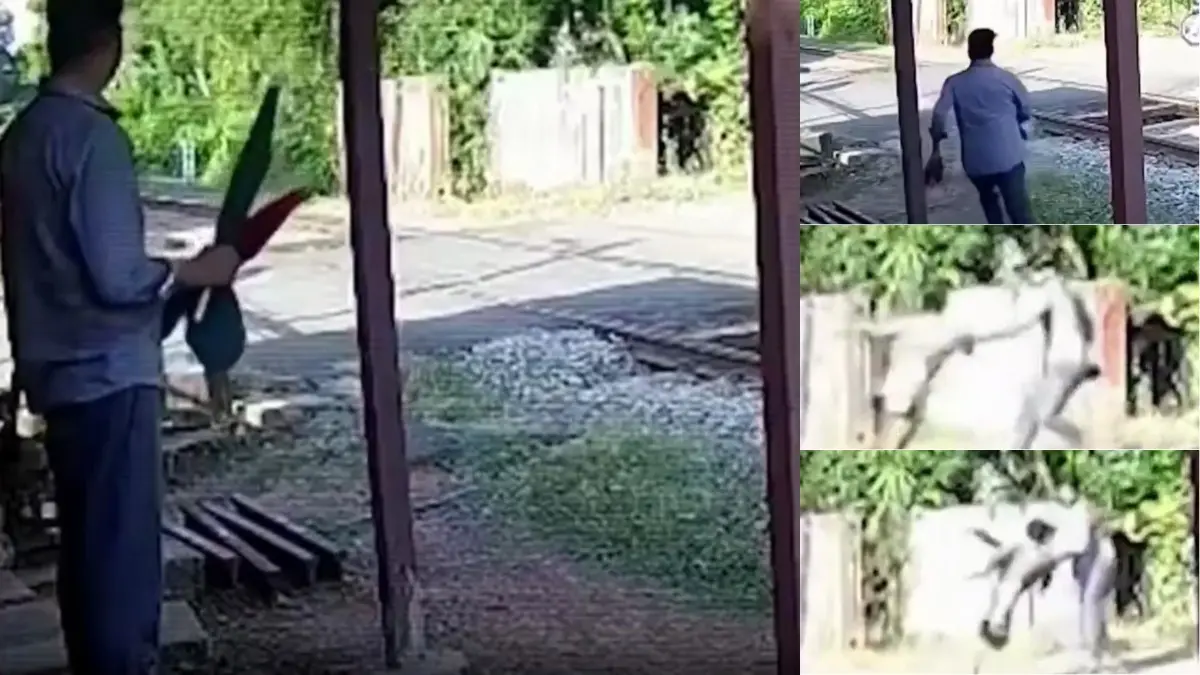 VIDEO: Railway Gatekeeper Risks His Own Life To Save Man Seconds Before Speeding Train Races Past | Dramatic Rescue Caught On Cam Railway Gatekeeper Risks His Own Life To Save Man Seconds Before Speeding Train Races Past | Dramatic Rescue Caught On Cam
