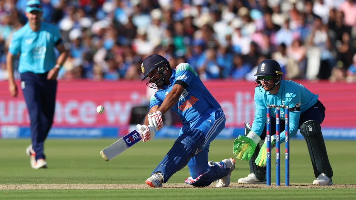 Rohit Sharma in action against England