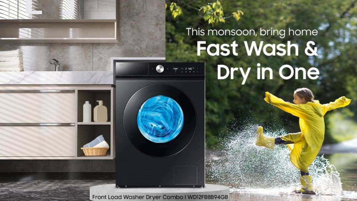 Samsung Bespoke AI Washer Dryer: मानसून में गीले कपड़े सूखने की टेंशन खत्म, सैमसंग की मशीन AI के जरिए फटाफट सुखाएगी वस्त्र, जानिए फीचर्स