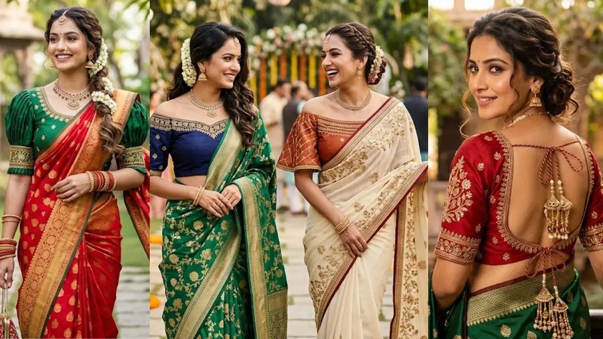Sawan 2026 Blouse Designs: साड़ी के साथ ट्राई करें ये ट्रेंडी ब्लाउज डिजाइंस, हर कोई करेगा तारीफ; देखें PHOTOS sawan 2026 trendy blouse designs for saree stylish classy and modern design