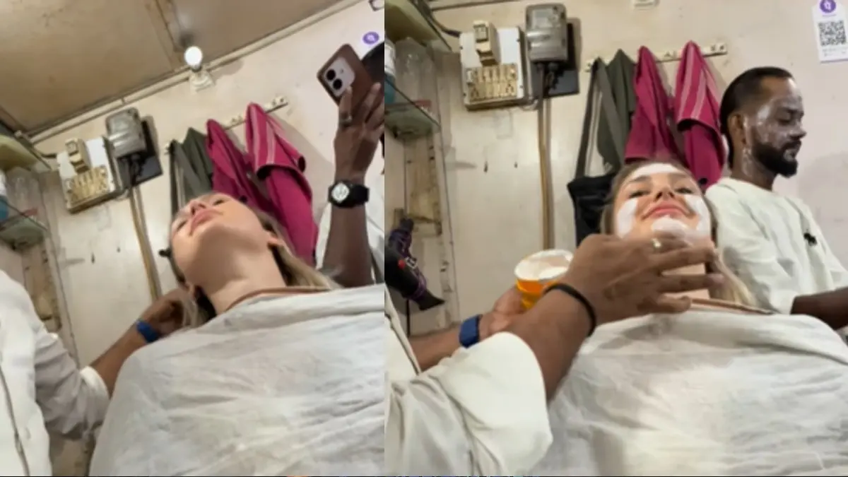 'She Just Paid Rs 100 For A 'Luxury' Facial!': Russian Tourist’s Visit To Delhi Barber Shop Breaks The Internet | WATCH 'She Paid Just Rs 100 For A 'Luxury' Facial!': Russian Tourist’s Visit To Delhi Barber Shop Breaks The Internet | WATCH