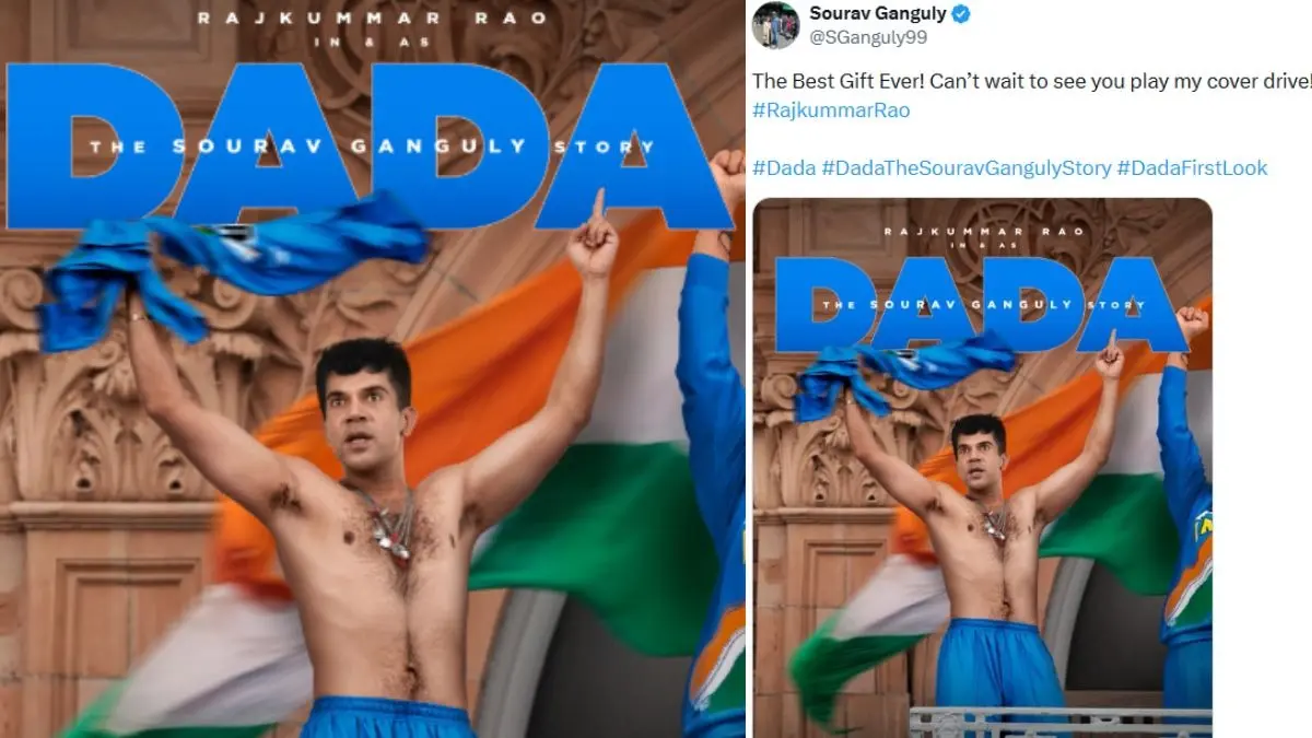 Dada First Look: 'दादा' के जन्मदिन पर फैंस को तोहफा, सौरव गांगुली के रोल में छाए राजकुमार राव; इस तारीख को रिलीज होगी फिल्म sourav-ganguly-biopic-dada-first-look-rajkumar-rao-creates-iconic-moment-cricketer-reacts-calls-it-best-gift