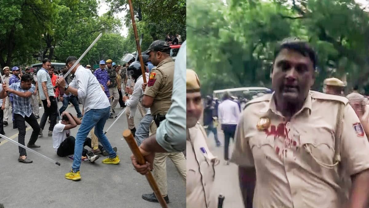 Stone-Pelting & Scuffles: Cops Bleed As CJP Protest Turns Violent, Say Those Deployed Near Security Barricades Targeted 