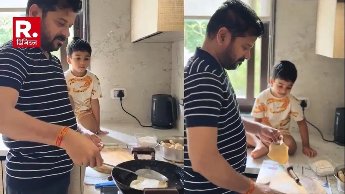 "दादा पूरी बनाओगे, तभी खाऊंगा...", नाती के लिए मुख्यमंत्री रेवंत रेड्डी ने उठाया बेलन, रसोई में खूब बेली पूरी, Video Viral Telangana Chief Minister Revanth Reddy Making puris with his grandchild family moment