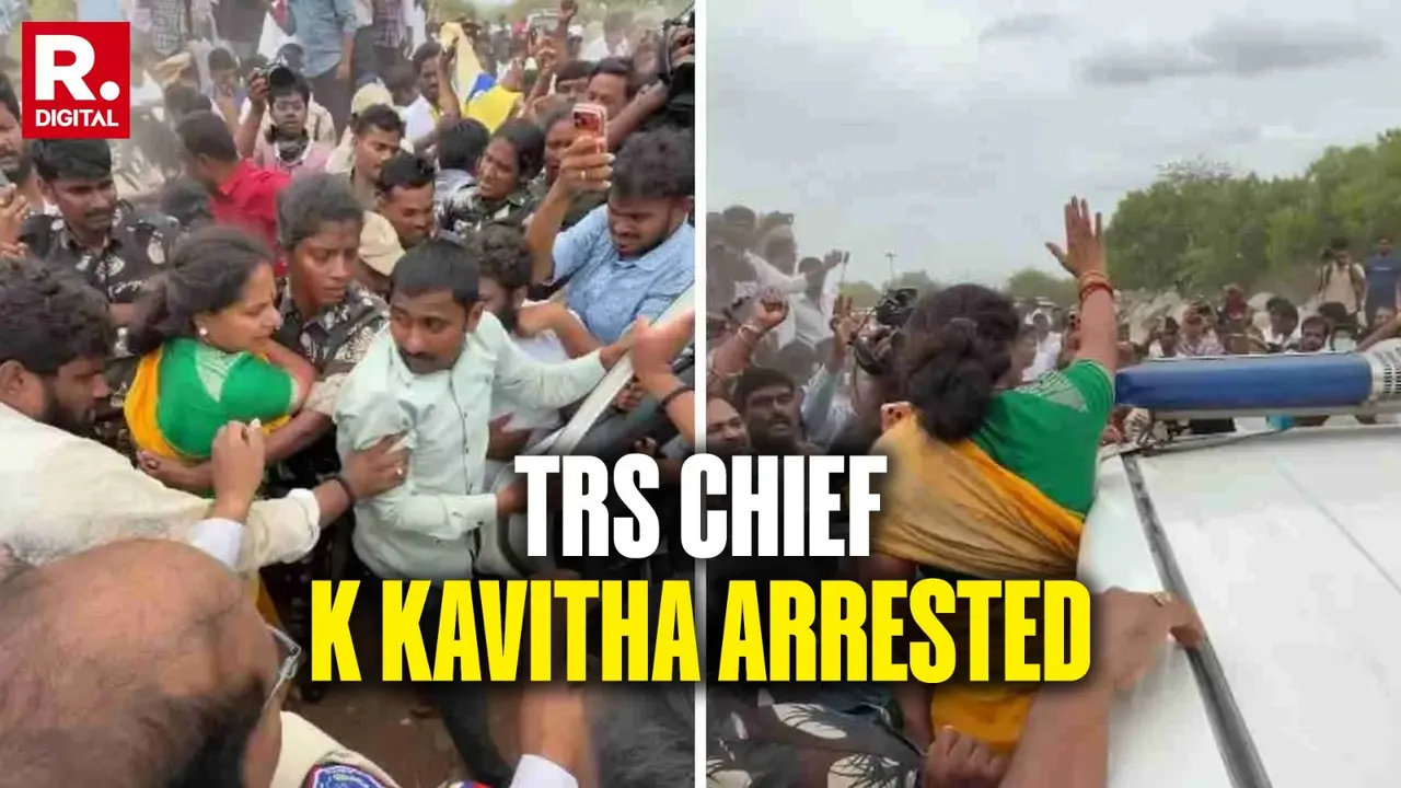 TRS Chief K Kavitha Arrested in Telangana Along With Party Leaders For Staging Protest TRS Chief K Kavitha Arrested in Telangana Along With Party Leaders For Staging Protest