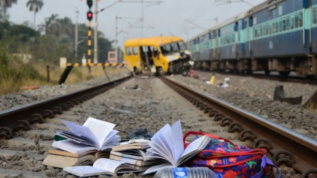 West Bengal: मुर्शिदाबाद में बड़ा हादसा, खुला हुआ था रेलवे फाटक, तेज रफ्तार ट्रेन ने स्कूल वैन को मारी टक्कर; 3 की मौके पर मौत west bengal 2 students dead, 5 injured after passenger train hits school van in Murshidabad