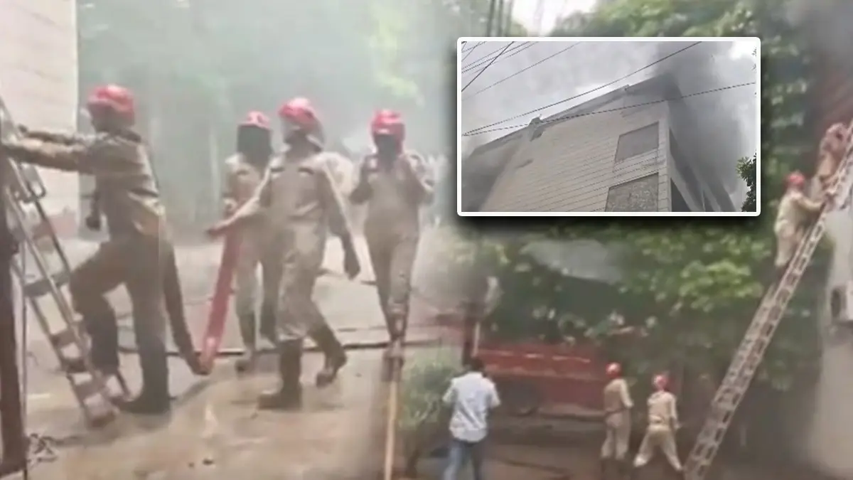 Massive Fire Erupts In Delhi's Karol Bagh PG Accommodation, Several Students Trapped; Multiple Fire Units Deployed X