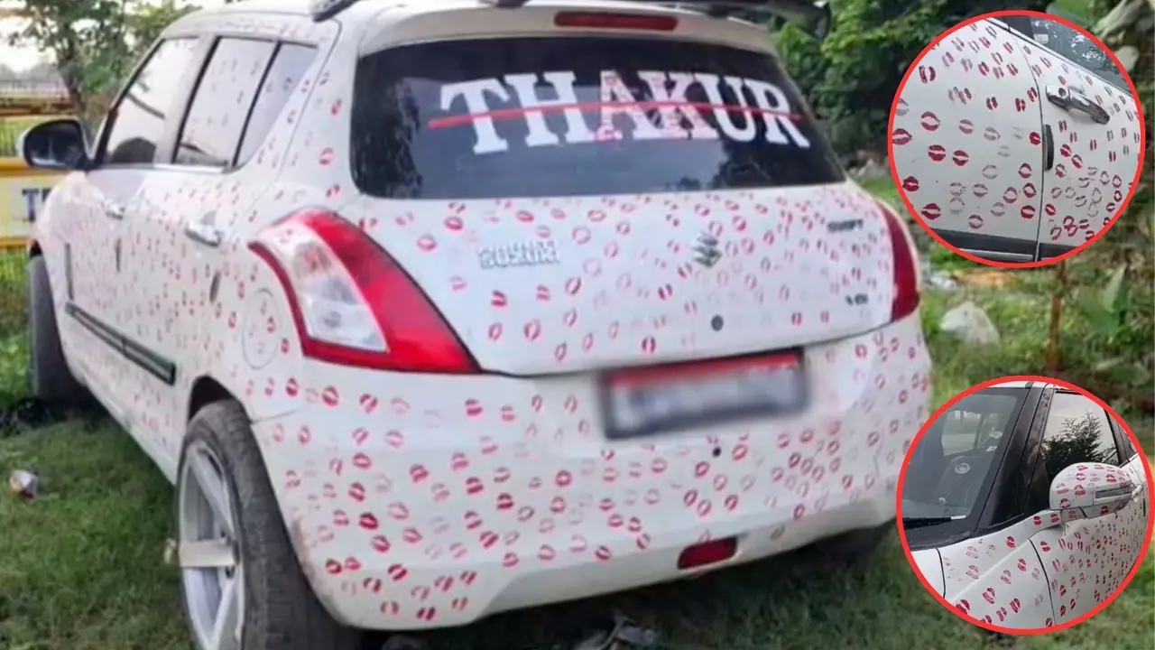 साढ़े 3 घंटे में 3400 KISS और...लाइक और व्यूज के चक्कर में गर्लफ्रेंड ने बॉयफ्रेंड की कार को किस से ढक दिया, पुलिस ने काटा भारी चालान Gwalior man's girlfriend gives car 3400 bumper-to-bumper kisses, cops make him wipe it Rs 5,500 challan