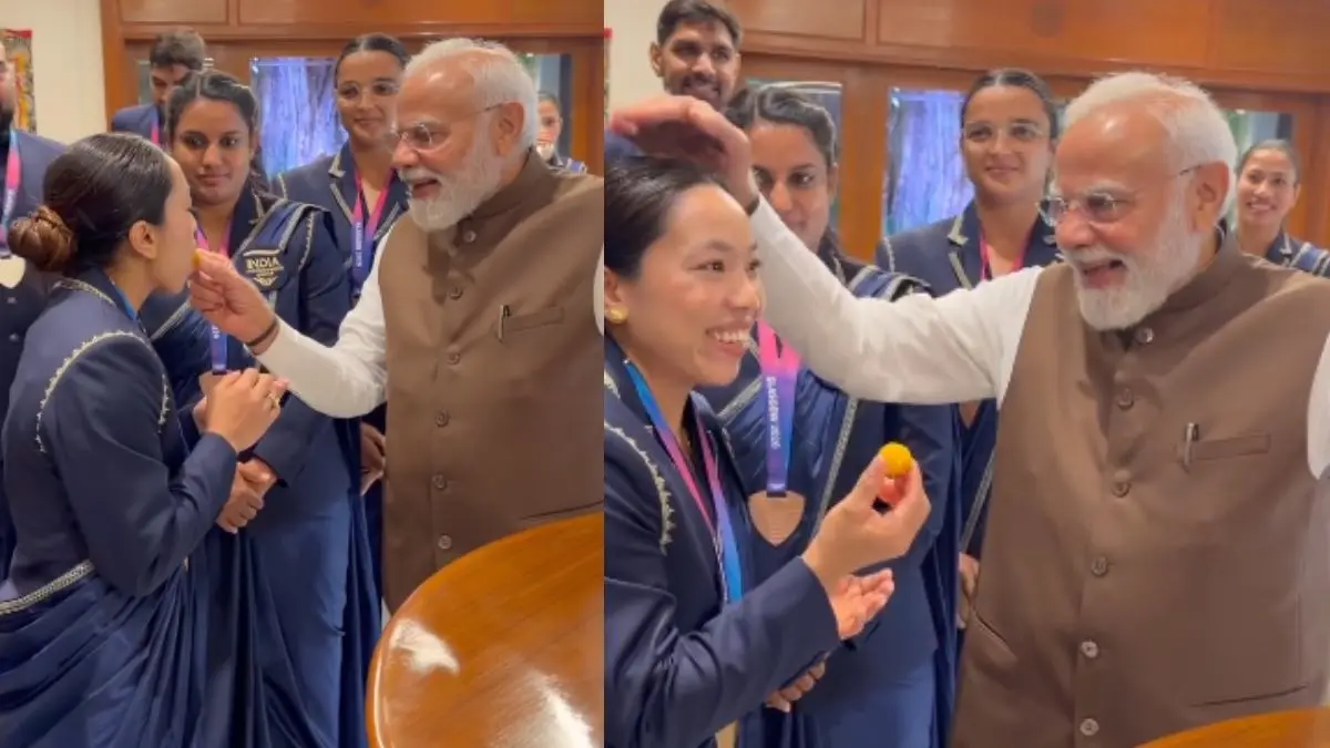 जब लवलीना को मिली तारीफ, लेकिन मीराबाई चानू उड़ा ले गईं मिठाई पीएम मोदी ने बताया किस्सा; वीडियो हो रहा वायरल जब लवलीना को मिली तारीफ, लेकिन मीराबाई चानू उड़ा ले गईं मिठाई पीएम मोदी ने बताया किस्सा
