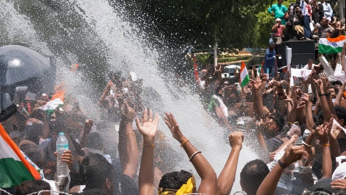 Jharkhand Police Use Water Cannons Against Protesters Marching Towards Vidhan Sabha
