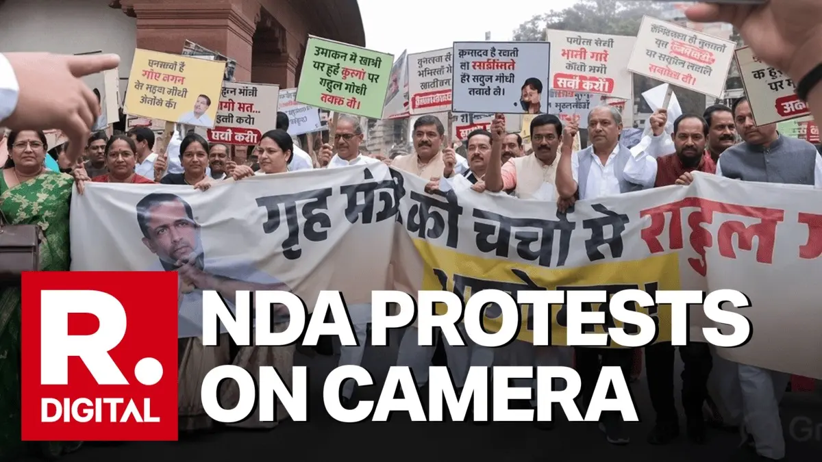 NDA MPs Hold Protest March in Parliament; Target Rahul Gandhi Over Jharkhand Police Action Against Students NDA MPs Hold Protest March in Parliament; Target Rahul Gandhi Over Jharkhand Police Action Against Students