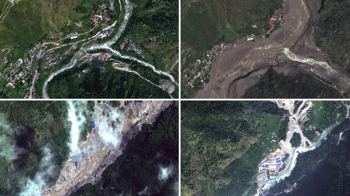 Satellite Images Reveal Bedrock And Glacier Collapsed on the Nepal-Tibet Border, Then Rivers Flooded