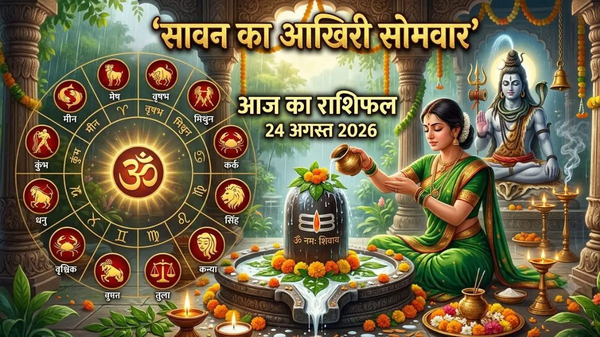 Aaj Ka Rashifal 24 अगस्त 2026: सावन के आखिरी सोमवार कन्या राशि वालों को मिलेगा मेहनत का पूरा फल, कर्क राशि वाले प्राप्त करेंगे मानसिक शांति sawn last somwar aaj ka rashifal