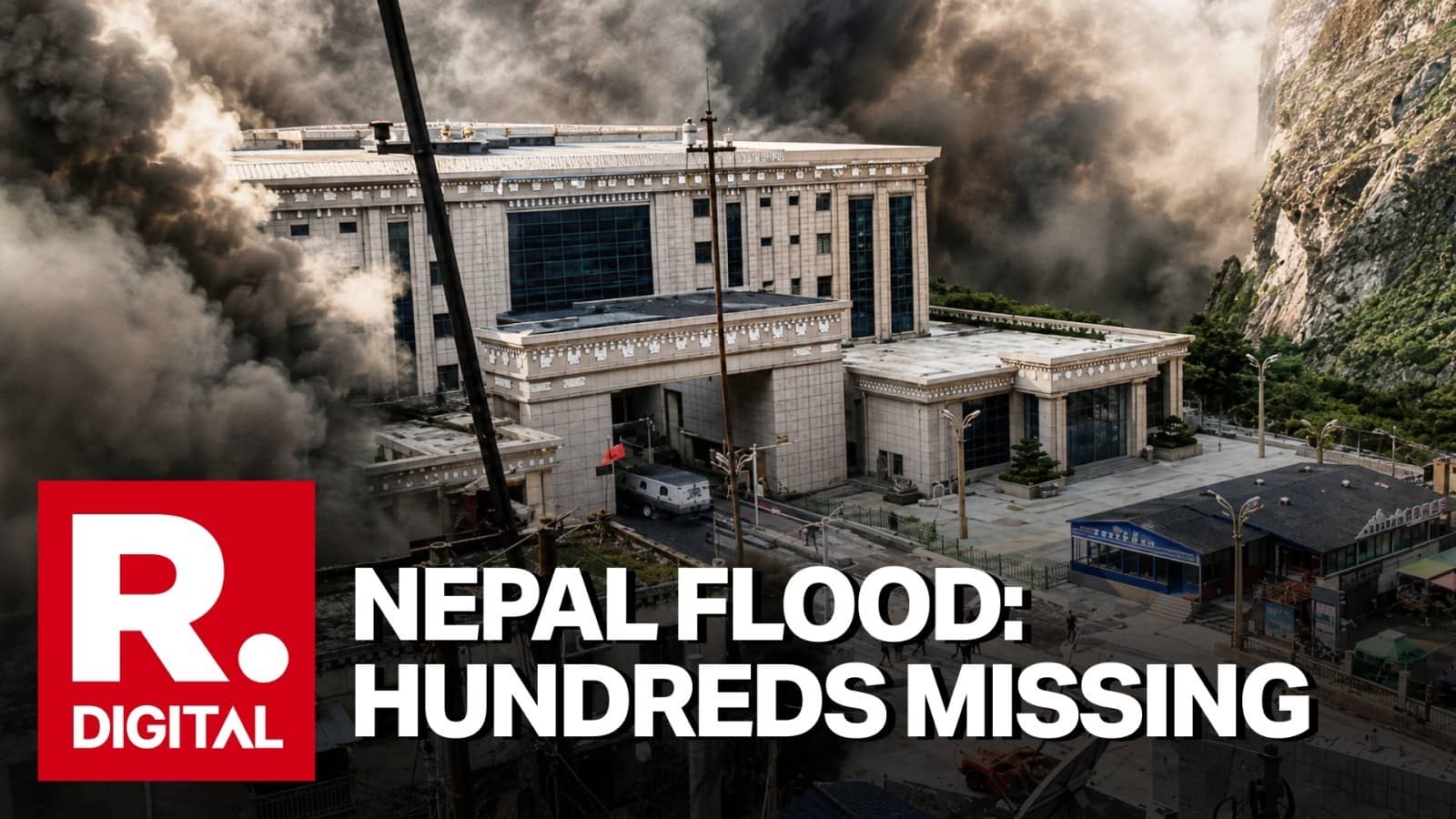 Terrifying CCTV Captures Exact Moment Flood Bursts Through China-Nepal Border Post