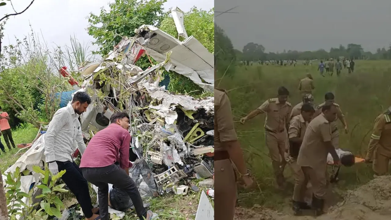 Kanpur Training Aircraft Crash: Pilot Killed, Another Seriously Injured Near Ganga Barrage training aircraft crashes in Kanpur near ganga barrage
