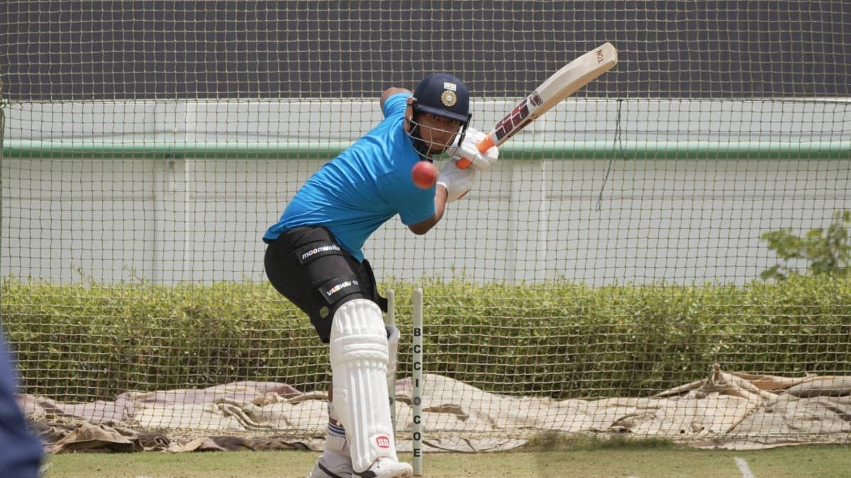 Vaibhav Sooryavanshi during a practice session