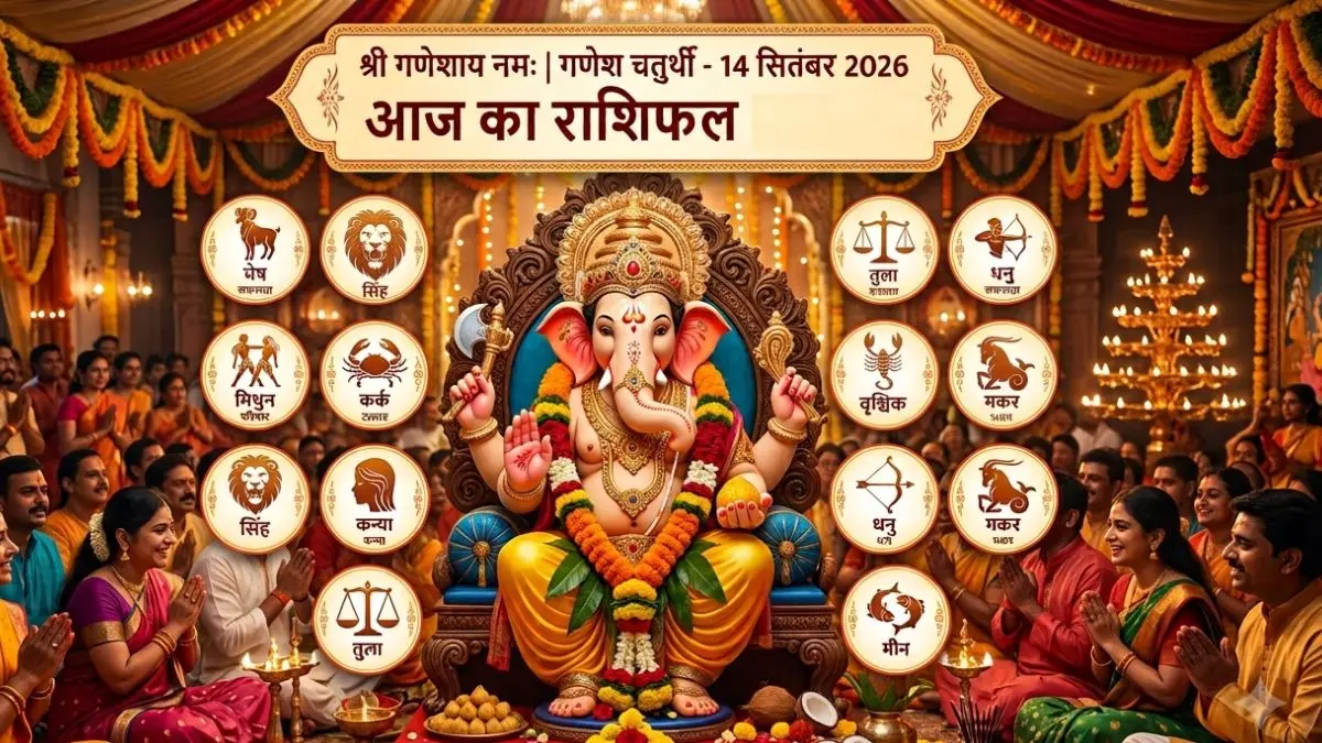 Aaj Ka Rashifal 14 सितंबर 2026: भगवान गणेश की आराधना से घर में सुख-समृद्धि और सकारात्मक ऊर्जा का होगा वास, जानिए सभी 12 राशियों का राशिफल aaj ka rashifal