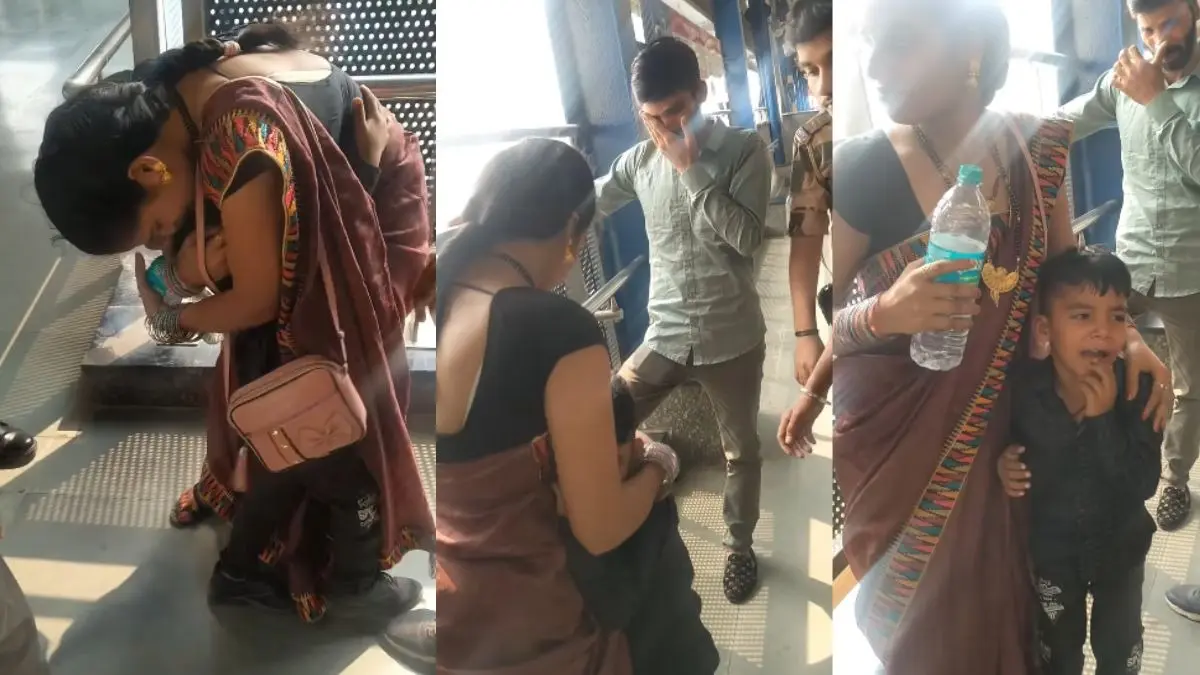 जब Delhi Metro में खोया छोटा बच्चा, माता-पिता का रो-रोकर हुआ बुरा हाल; मेट्रो स्टाफ ने यूं कराया मिलन- VIDEO Child lost in Delhi Metro, reunites with parents