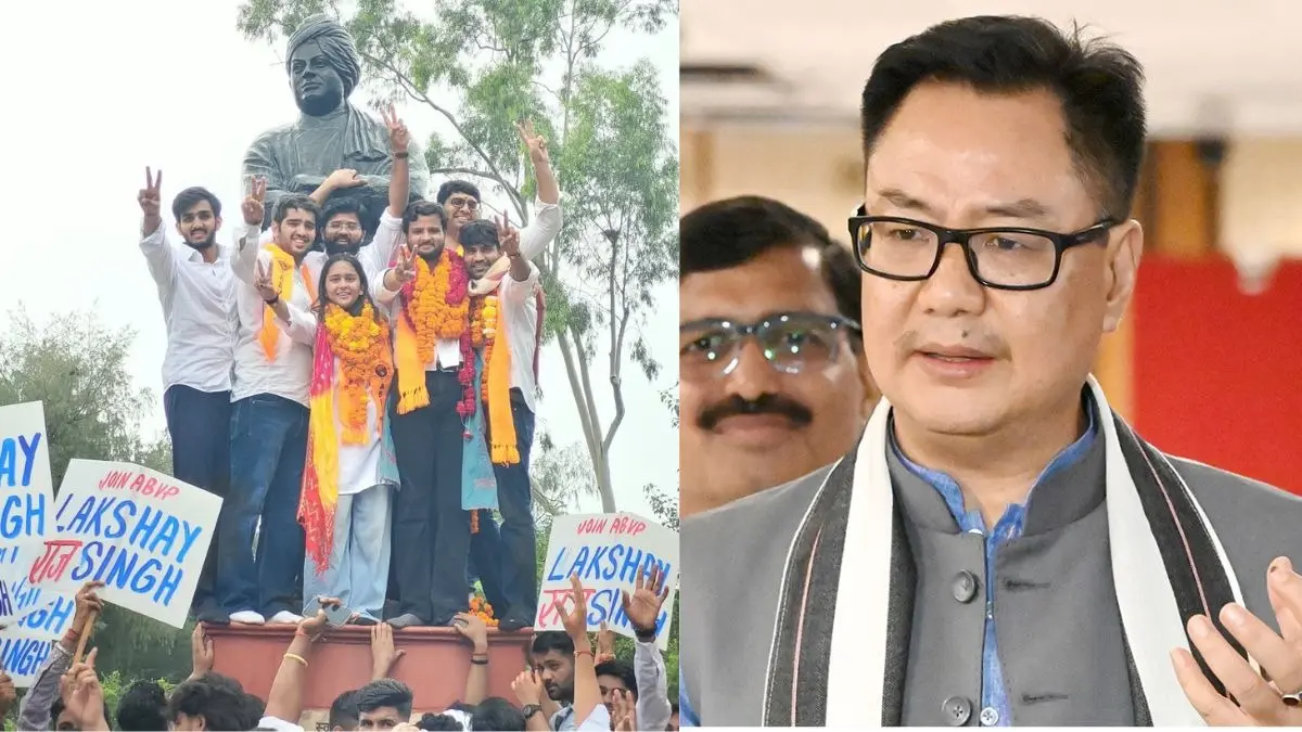 DUSU चुनाव में ABVP का बचा डंका तो केंद्रीय मंत्री किरेन रिजिजू बोले, 'युवा छात्रों ने अपनी...', NSUI को घेरा DUSU election results Union Minister Kiren Rijiju reaction slam NSUI