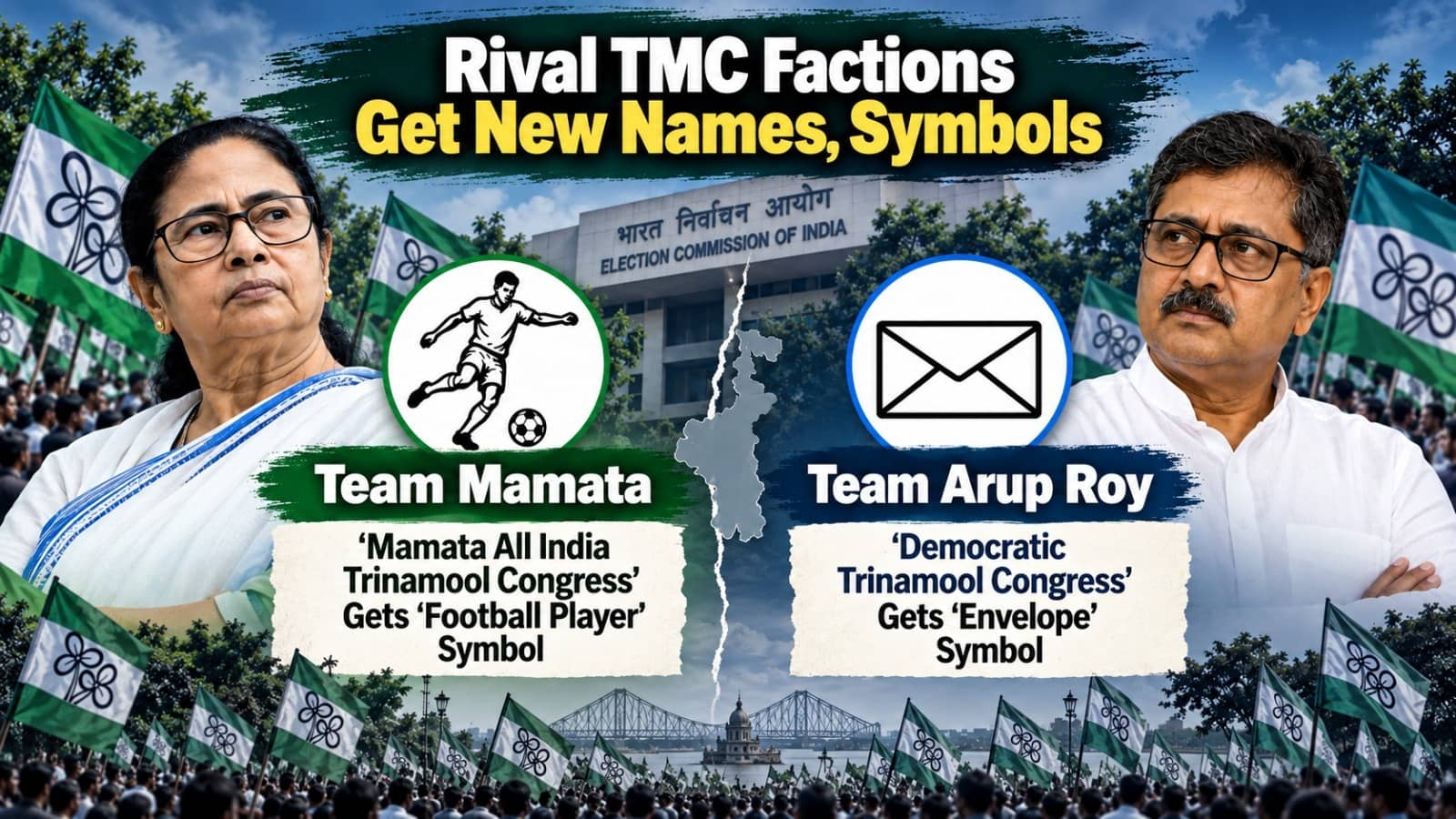ECI Freezes TMC Names, Symbols; Mamata Gets Football, Arup Gets Envelope