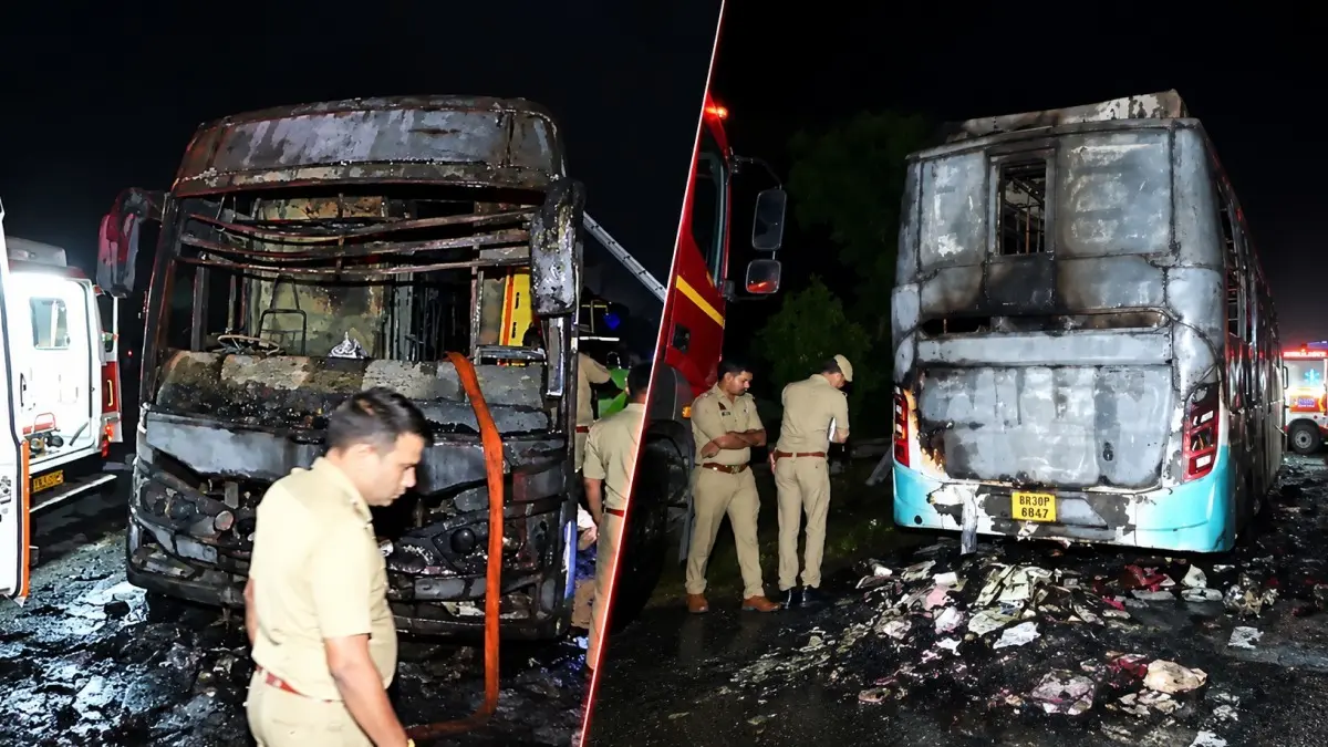 BREAKING: ग्रेटर नोएडा में बड़ा हादसा, यमुना एक्सप्रेस-वे पर चलती स्लीपर बस में लगी आग; 9 की मौत Fire breaks out in a moving sleeper bus on Yamuna Expressway in Greater Noida