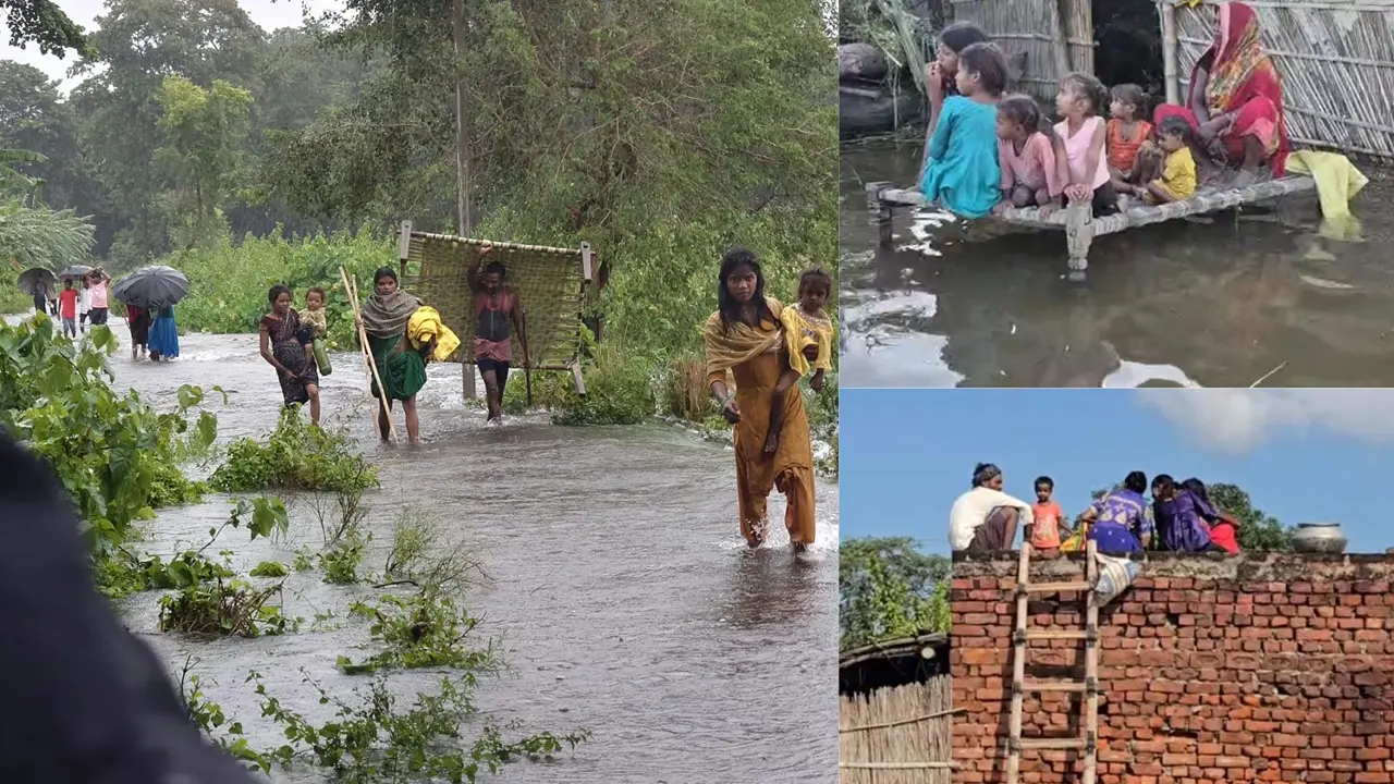 कंधों पर बच्चे, आंखों में आंसू... दो दिन की भारी बारिश के बाद नेपाल से सटे यूपी के इस जिले में कहर बनकर उतरी गंडक, उजाड़ दिया पूरा गांव gandak-river-water-enters-villages-in-kushinagar-residents-in-distress