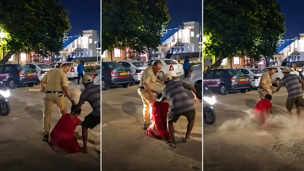 Home Guard Seen Assaulting Woman At Hafeezpet Railway Station In Viral Video in Telangana; DGP Orders Inquiry Home Guard Seen Assaulting Woman At Hafeezpet Railway Station In Viral Video in Telangana; DGP Orders Inquiry