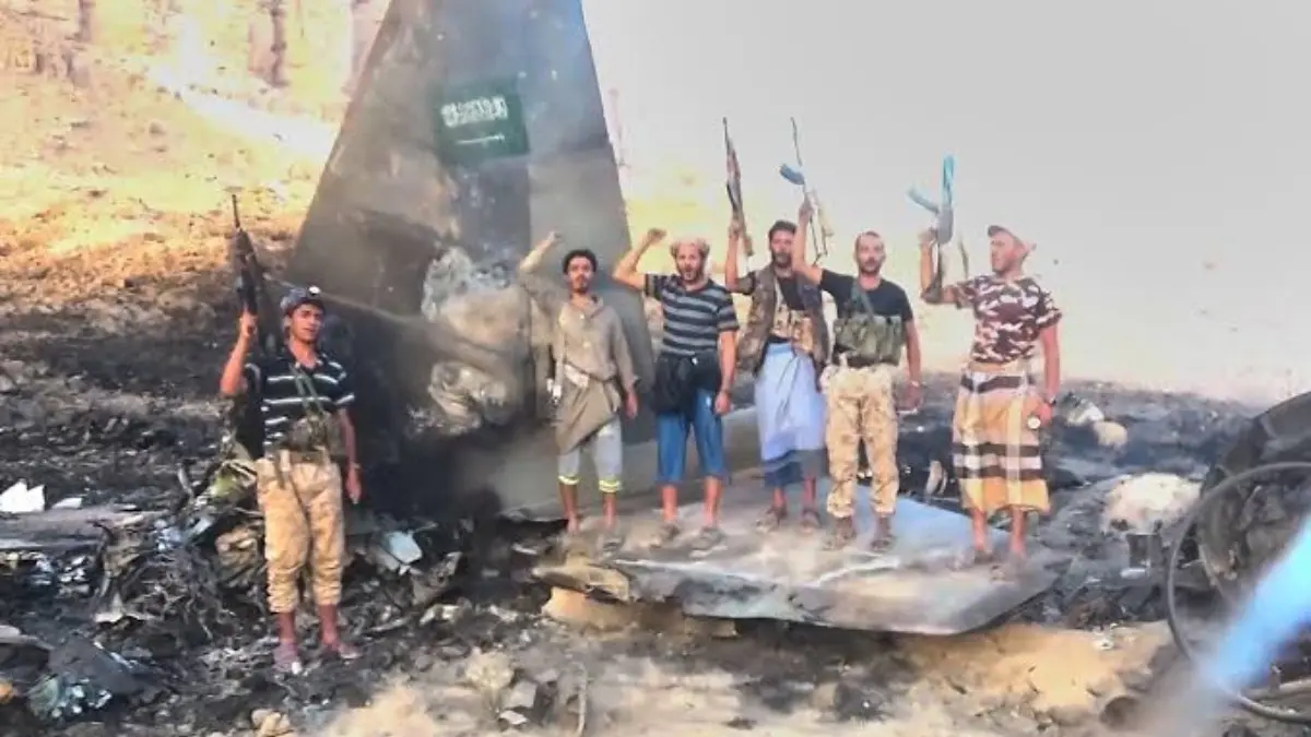 Houthis Release Video of Saudi F-15 Jet Being Shot and Its Wreckage in Flames Over Marib Houthis Release Video Claiming Saudi F-15 Was Shot Down Over Marib