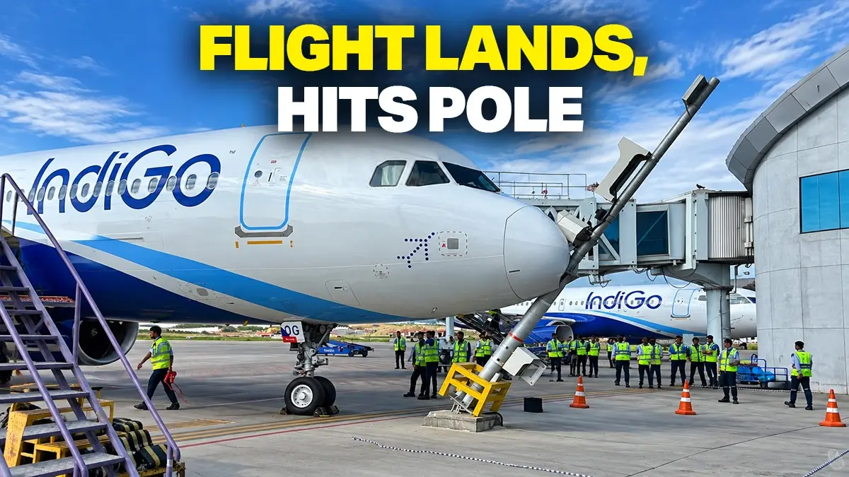 IndiGo Flight 6E 225 Hits Pole After Landing At Srinagar Airport, Passengers Safe IndiGo Flight 6E 225 Hits Pole After Landing At Srinagar Airport, Passengers Safe