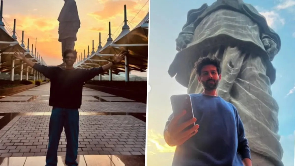 Kartik Aaryan Visits Statue Of Unity In Gujarat Ahead Of 72nd National Film Awards Kartik Aaryan in Gujarat