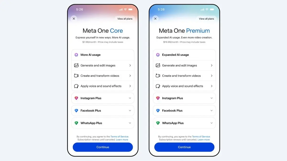 Meta One Launched in India: Meta's New Subscription Plans Start at ₹79 a Month meta