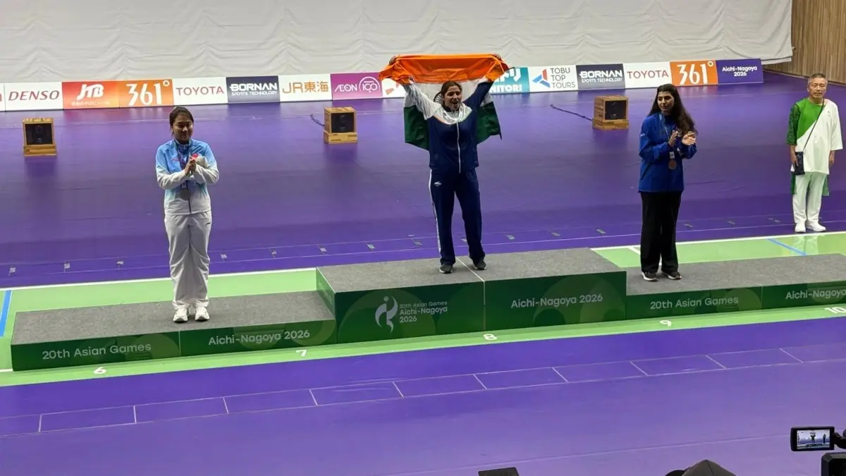 'I Want To Put This Medal Around My Mother’s Neck': Neeru Dhanda After Historic Asian Games Trap Shooting Gold Neeru Dhanda on the Asian Games podium