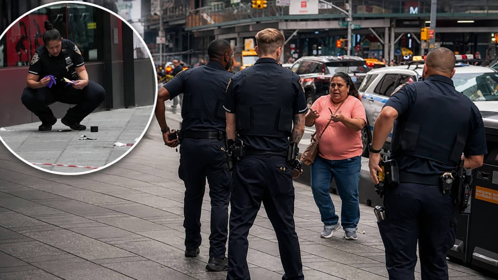 New york Times Square  Woman knife attack
