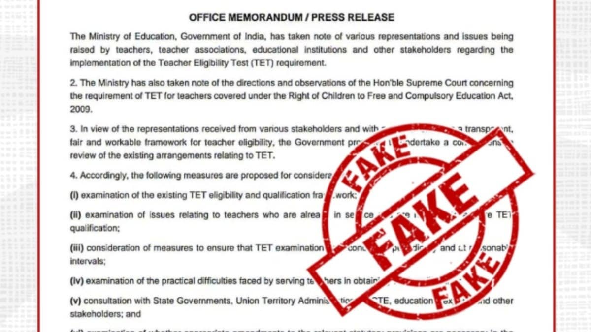 PIB Debunks Fake Memorandum Claiming Government Review of Teacher Eligibility Test (TET)