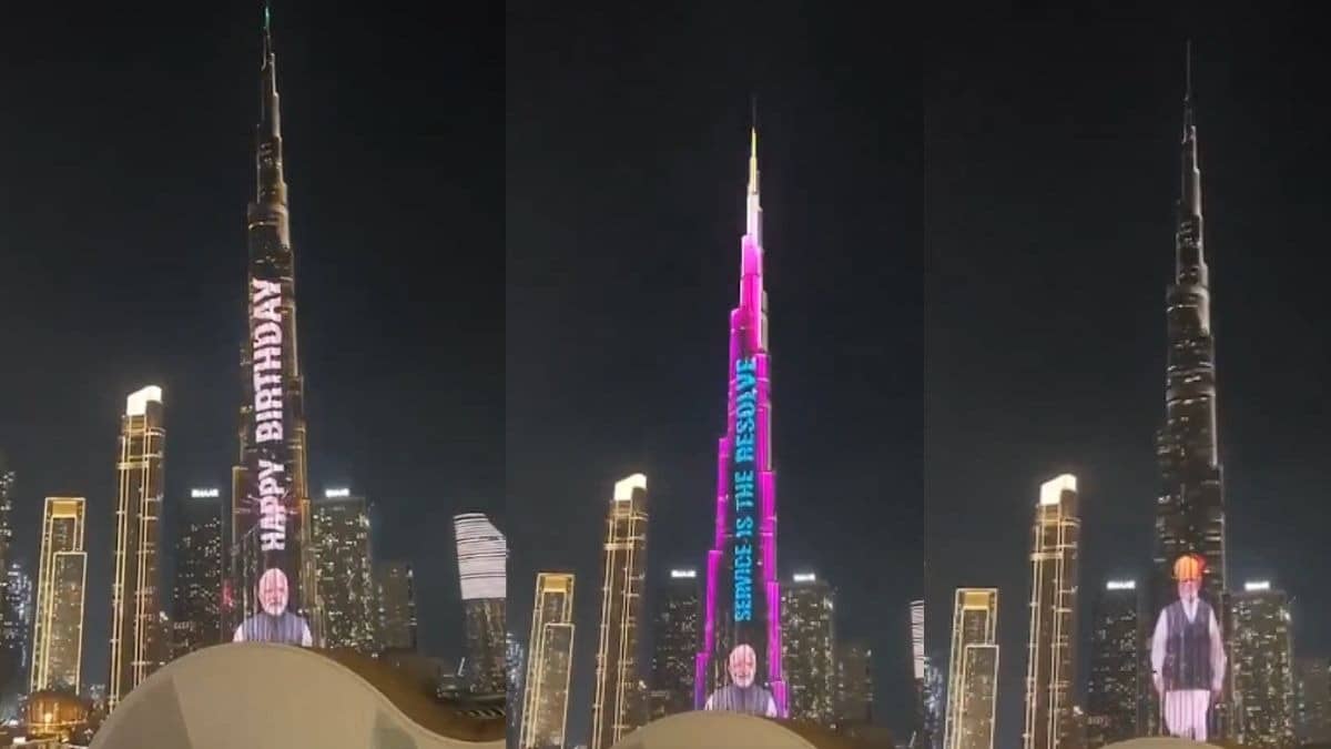 PM मोदी के 76वें जन्मदिन पर जगमगाया Burj Khalifa, दुनिया की सबसे ऊंची इमारत से मिला भव्य सम्मान; VIDEO