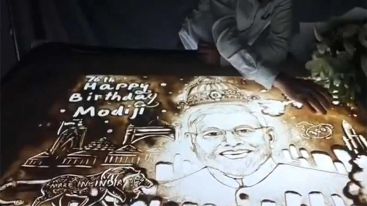 PM Modi's 76th Birthday: Artist Manas Kumar Sahoo Marks Occasion With Sand Art In Puri PM Modi's 76th Birthday
