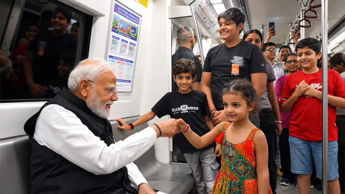 PM Modi Shares Glimpses of His Metro Journey to SRCC Program PM Modi Shares Glimpses of His Metro Journey to SRCC Program